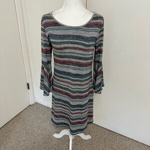 Market and Spruce Striped Bell sleeve dress Sz M